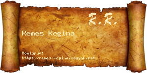Remes Regina névjegykártya